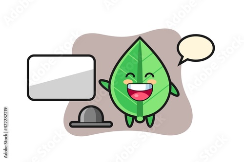 leaf cartoon illustration doing a presentation