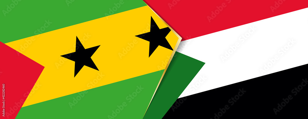Sao Tome and Principe and Sudan flags, two vector flags. Sao Tome and Principe and Sudan flags, two vector flags.