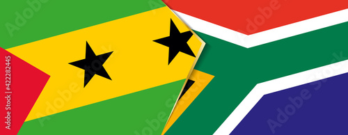 Sao Tome and Principe and South Africa flags  two vector flags.