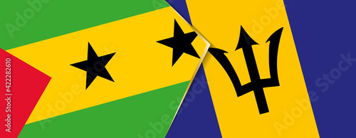 Sao Tome and Principe and Barbados flags, two vector flags.