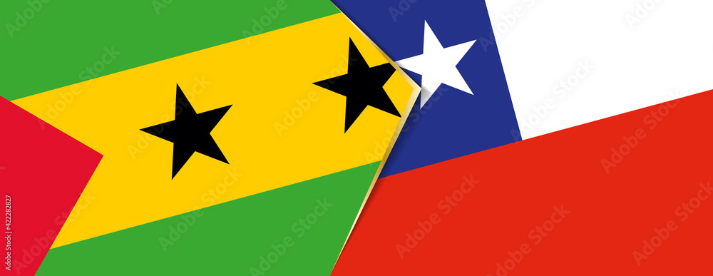 Sao Tome and Principe and Chile flags, two vector flags. Sao Tome and Principe and Chile flags, two vector flags.