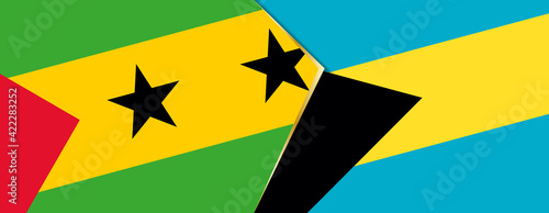 Sao Tome and Principe and The Bahamas flags  two vector flags.