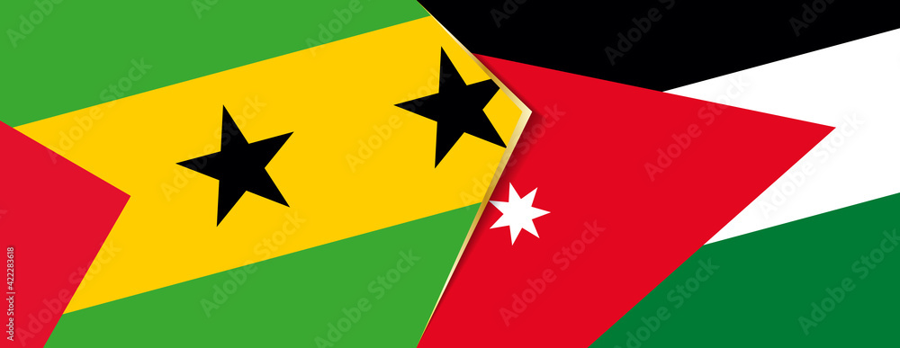 Sao Tome and Principe and Jordan flags, two vector flags. Sao Tome and Principe and Jordan flags, two vector flags.