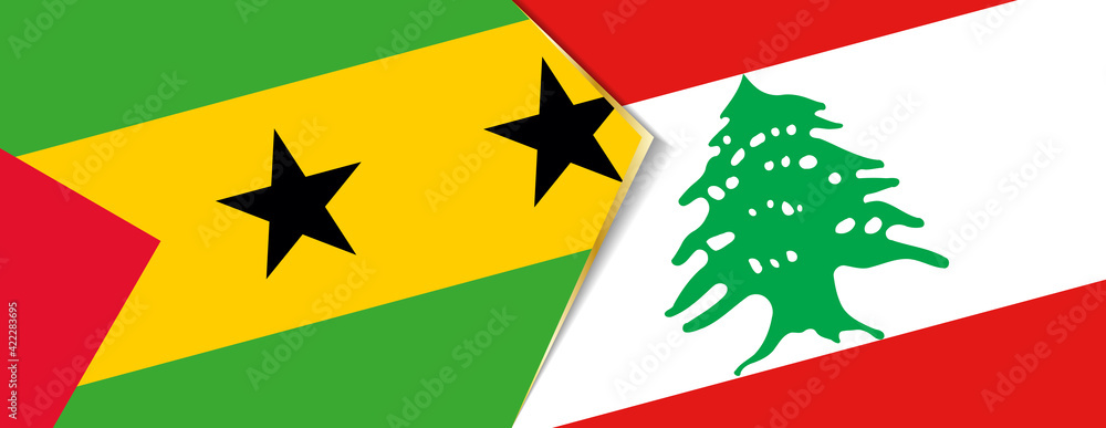 Sao Tome and Principe and Lebanon flags, two vector flags. Sao Tome and Principe and Lebanon flags, two vector flags.