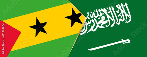 Sao Tome and Principe and Saudi Arabia flags, two vector flags.