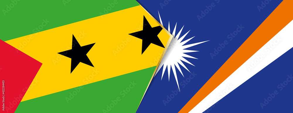 Sao Tome and Principe and Marshall Islands flags, two vector flags. Sao Tome and Principe and Marshall Islands flags, two vector flags.