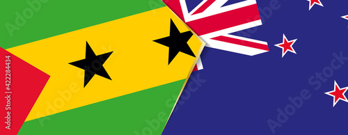 Sao Tome and Principe and New Zealand flags, two vector flags.