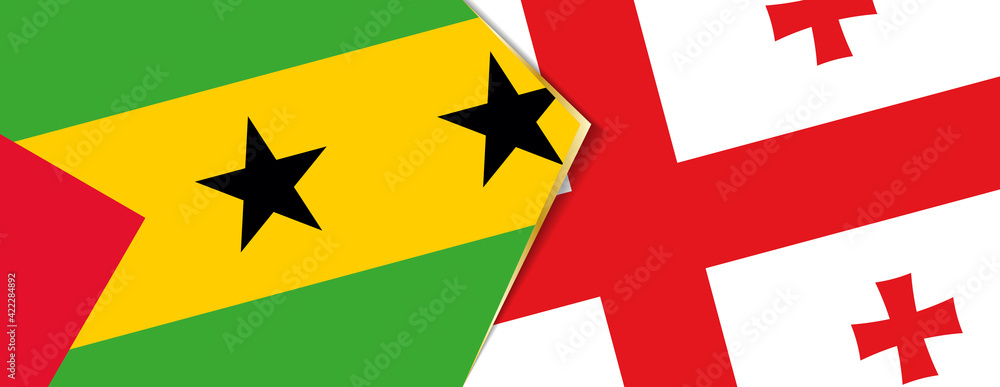 Sao Tome and Principe and Georgia flags, two vector flags. Sao Tome and Principe and Georgia flags, two vector flags.