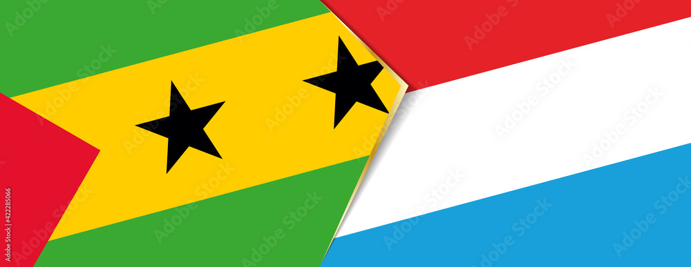 Sao Tome and Principe and Luxembourg flags, two vector flags. Sao Tome and Principe and Luxembourg flags, two vector flags.