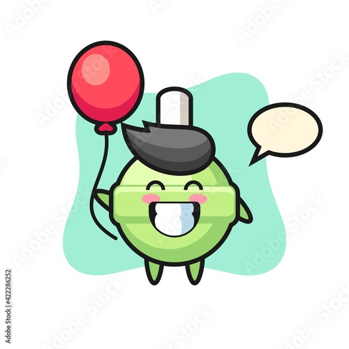 lollipop mascot illustration is playing balloon