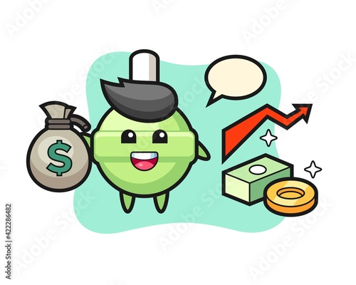 lollipop mascot illustration holding money sack