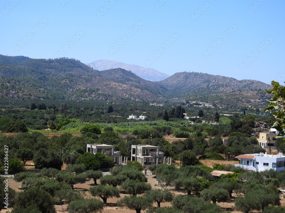 View of mountainous stone areas with trees