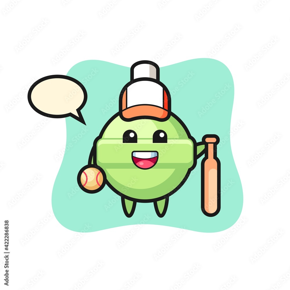 Cartoon character of lollipop as a baseball player