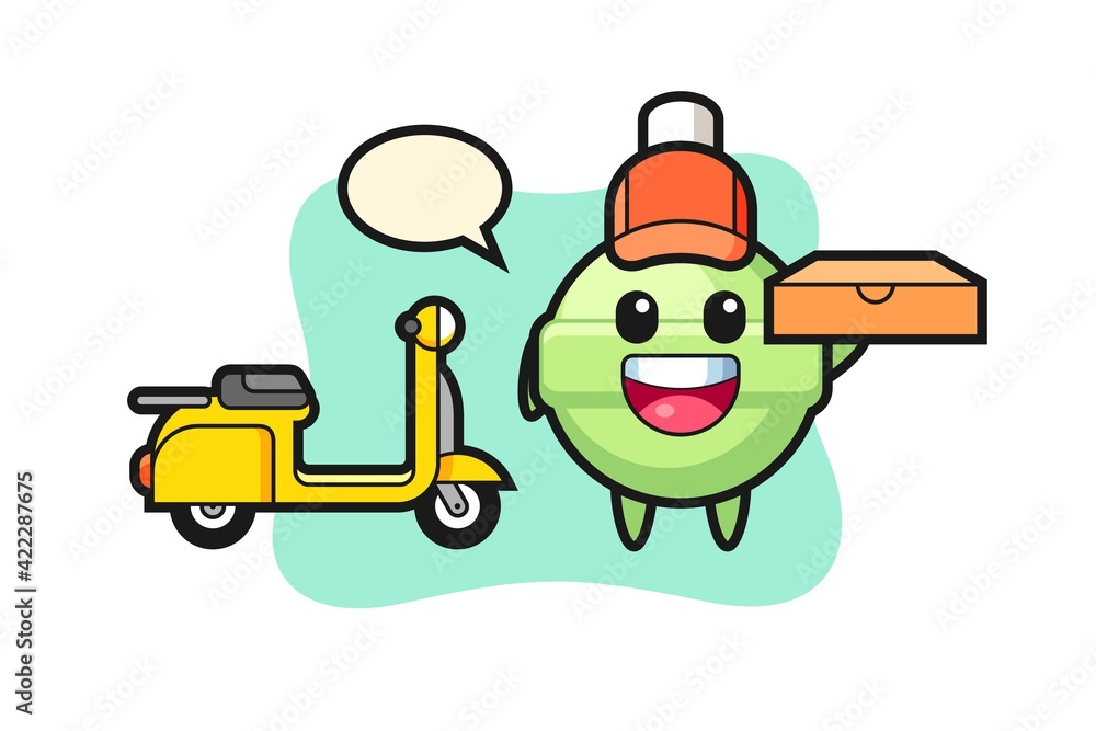 Character Illustration of lollipop as a pizza deliveryman Character Illustration of lollipop as a pizza deliveryman