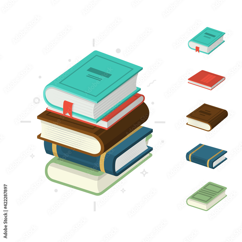 Set of books, flat design style. Set of books, flat design style.