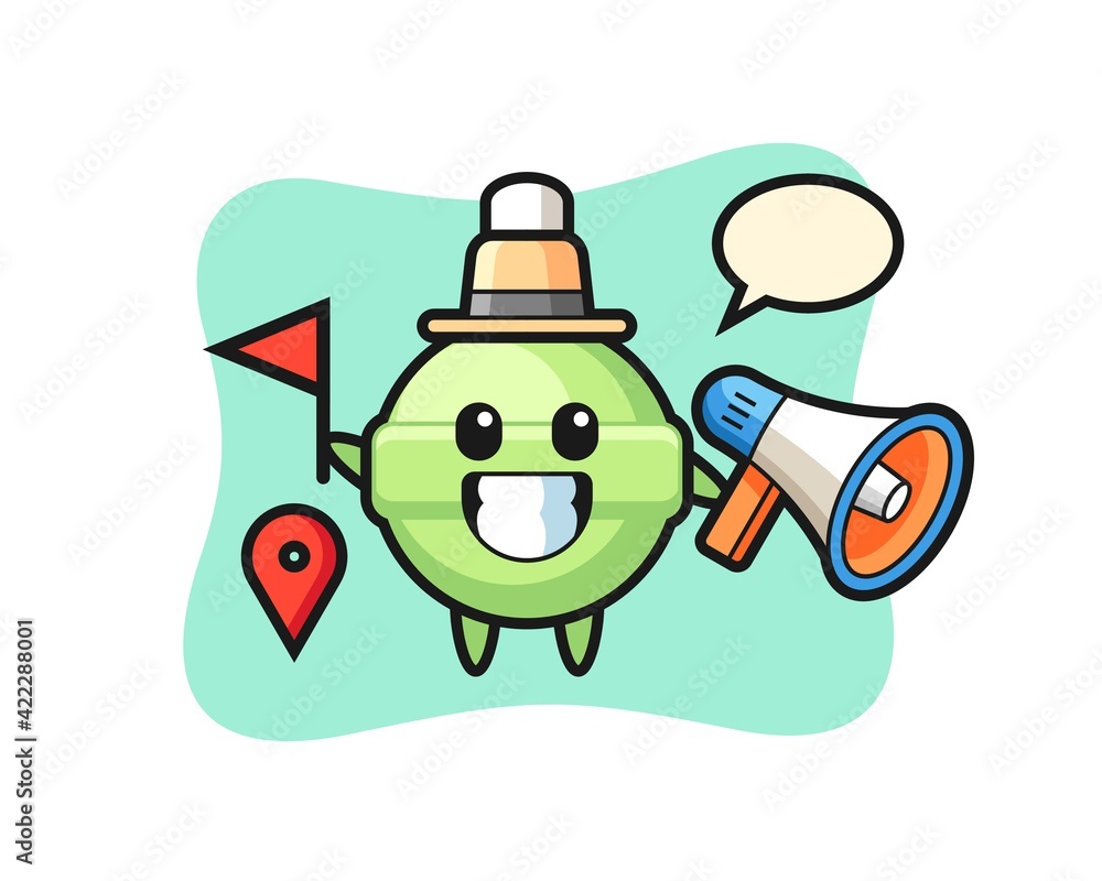 Character cartoon of lollipop as a tour guide Character cartoon of lollipop as a tour guide