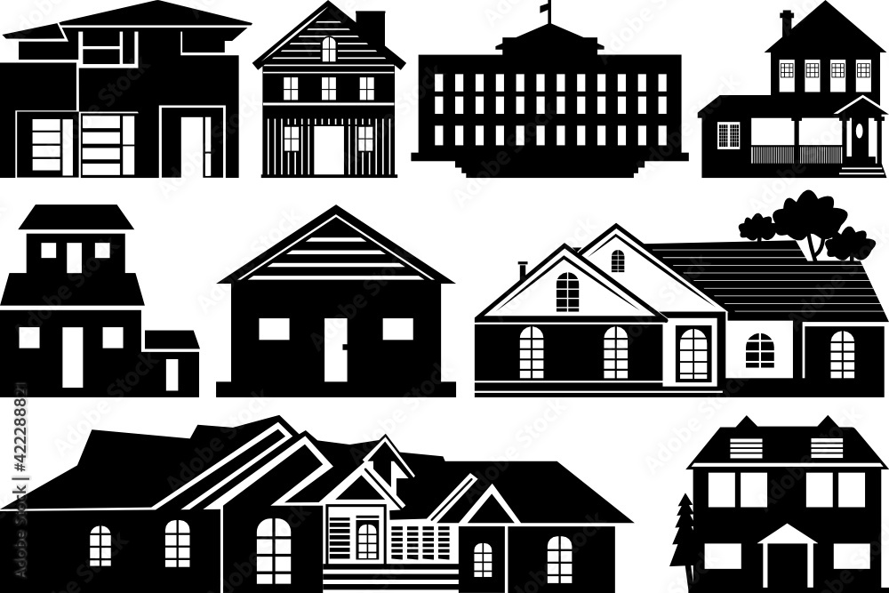 House SVG Cut Files | Building SVG | Home Silhouette Bundle Stock ...