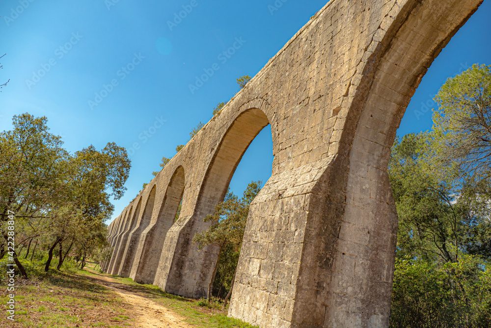 Aqueduct de Castries in the south of France during springtime