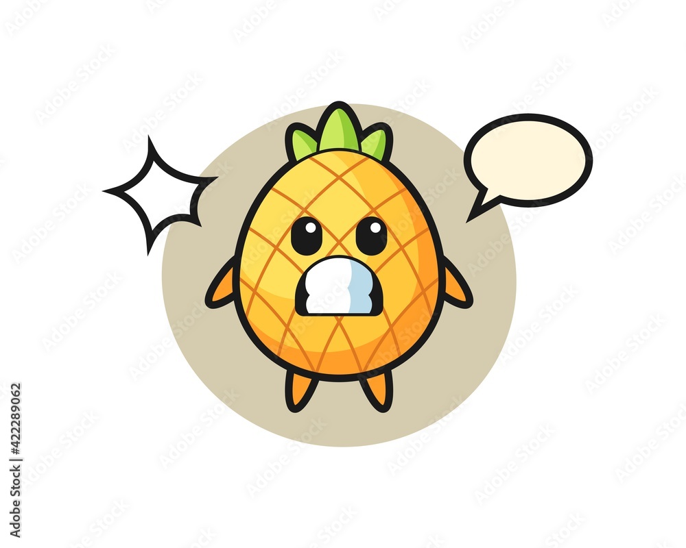 pineapple character cartoon with shocked gesture