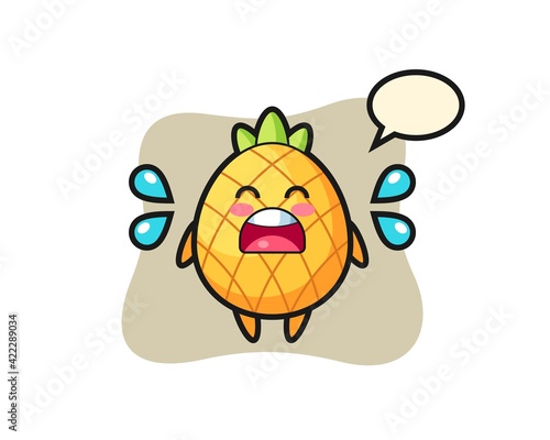 pineapple cartoon illustration with crying gesture