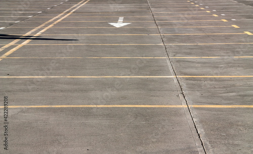 Car parking spaces painted on the floor