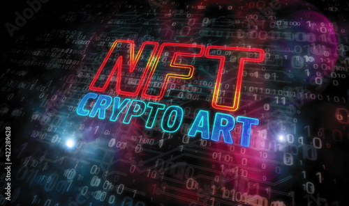 NFT Crypto Art technology symbol 3d illustration