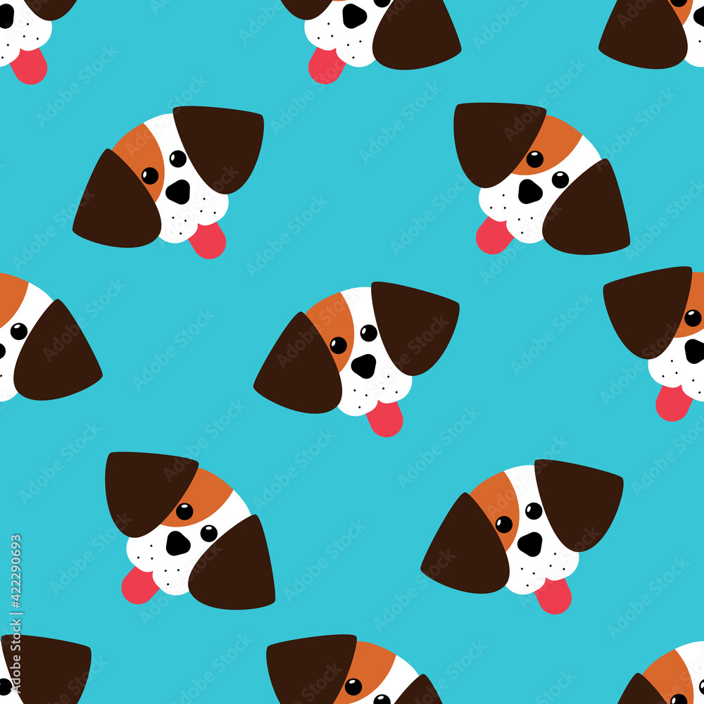 Cute beagle puppy head seamless pattern. Cute beagle puppy head seamless pattern.