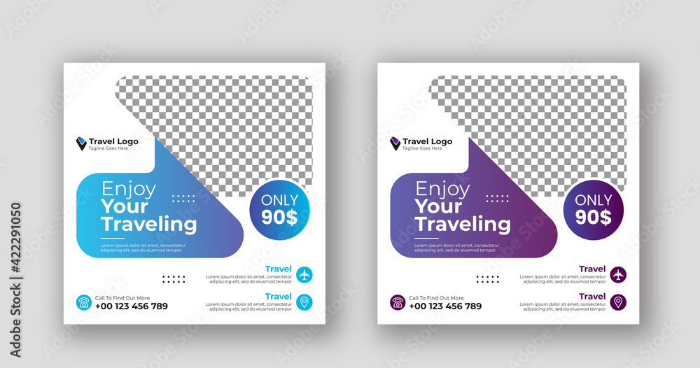 Business social media post square travel banner template