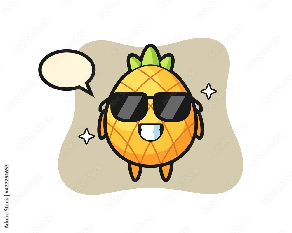 Cartoon mascot of pineapple with cool gesture