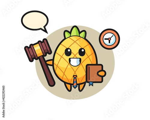 Mascot cartoon of pineapple as a judge
