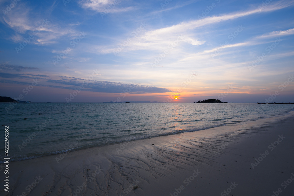 Scene of beautiful sunrise at Lipe island,