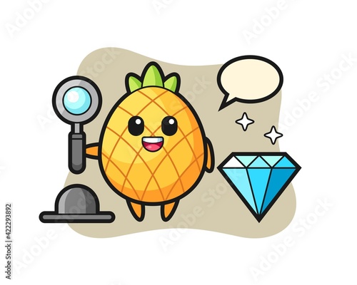 Illustration of pineapple character with a diamond