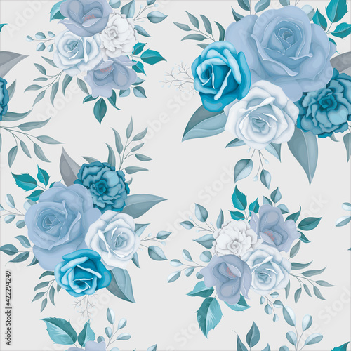 Beautiful blue flower seamless pattern