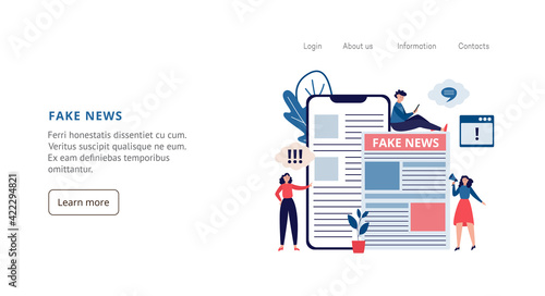 Concept of fake news, false information, hoax in social media or websites.