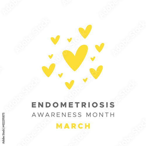 Endometriosis Awareness Month. March. Yellow color. Vector illustration, flat design