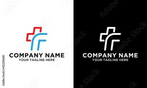 Letter F cross plus logo icon design template elements