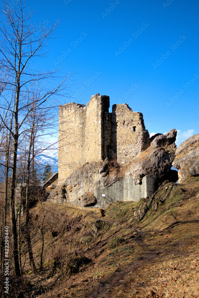 Wildschloss ruin in Vaduz in Liechtenstein 17.2.2021