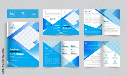 Business bifold brochure template design. Creative bi-fold pages brochure design. Corporate brochure template with modern, minimal and abstract design.
