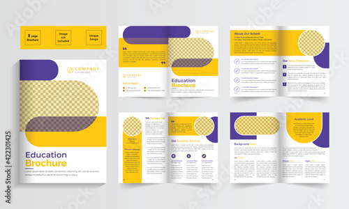 Education company bifold brochure template. Collage brochure. School brochure. Bifold  comapny profile brochure template design