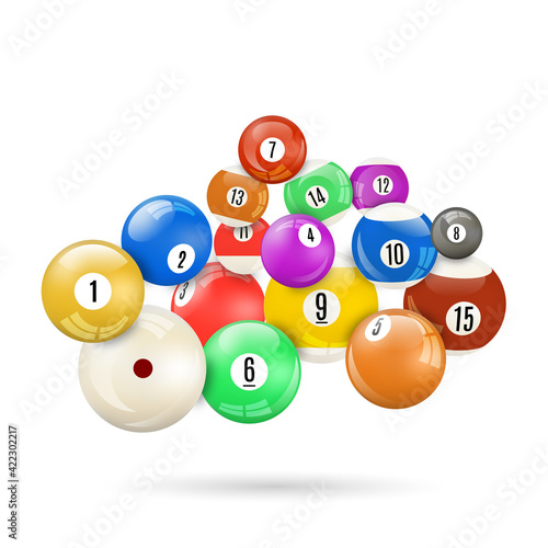 Set of glossy balls for snooker, vector illustration.