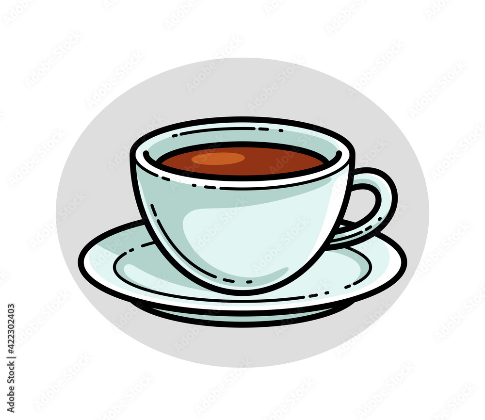 Cup of coffee vector illustration or icon isolated on white, hot beverage at morning, coffee shop, break in work during a day. Cup of coffee vector illustration or icon isolated on white, hot beverage at morning, coffee shop, break in work during a day.
