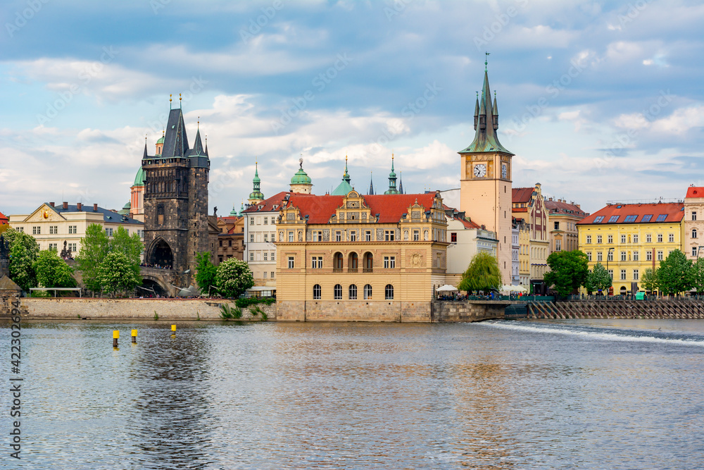 Prague medieval architecture and Vltava river, Czech Republic