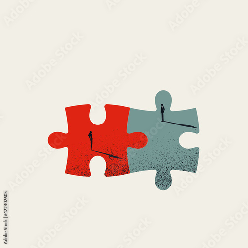Business equality and partnership vector concept. Symbol of teamwork, cooperation. Minimal illustration.