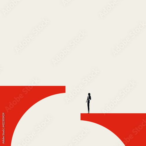 Business challenge vector concept. Symbol of solution, overcoming obstacle for women. Minimal illustration. photo