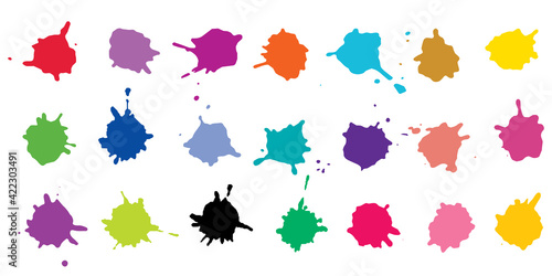 Color ink blots, colorful paint, set of design elements. Vector illustration