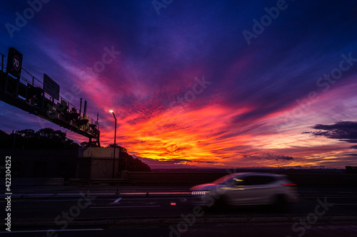sunset over the city