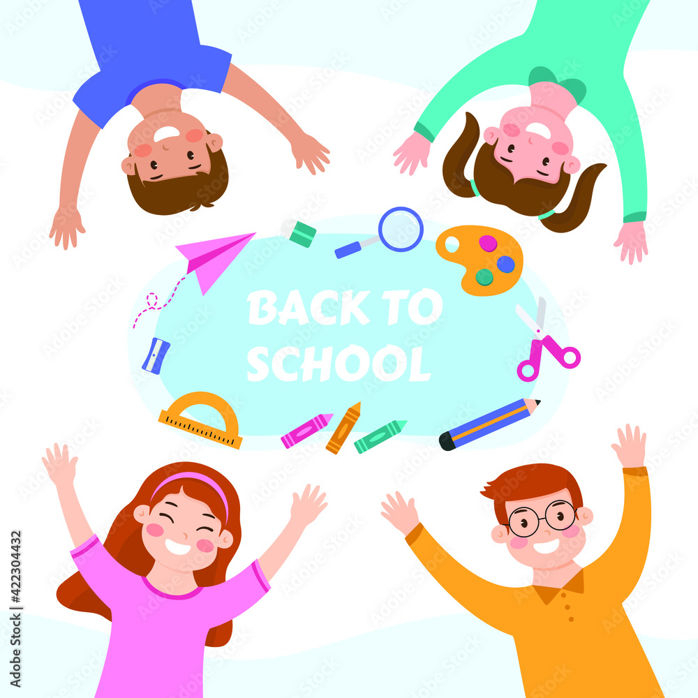 Happy children back to school design Happy children back to school design
