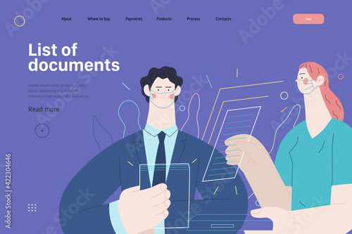 Medical insurance illustration - list of documents. Modern flat vector