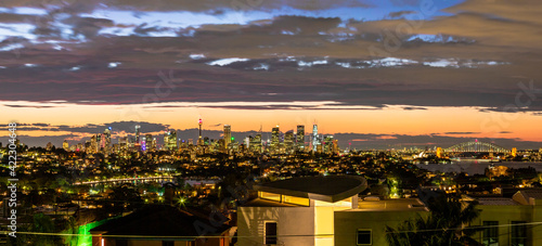 sunset over the city