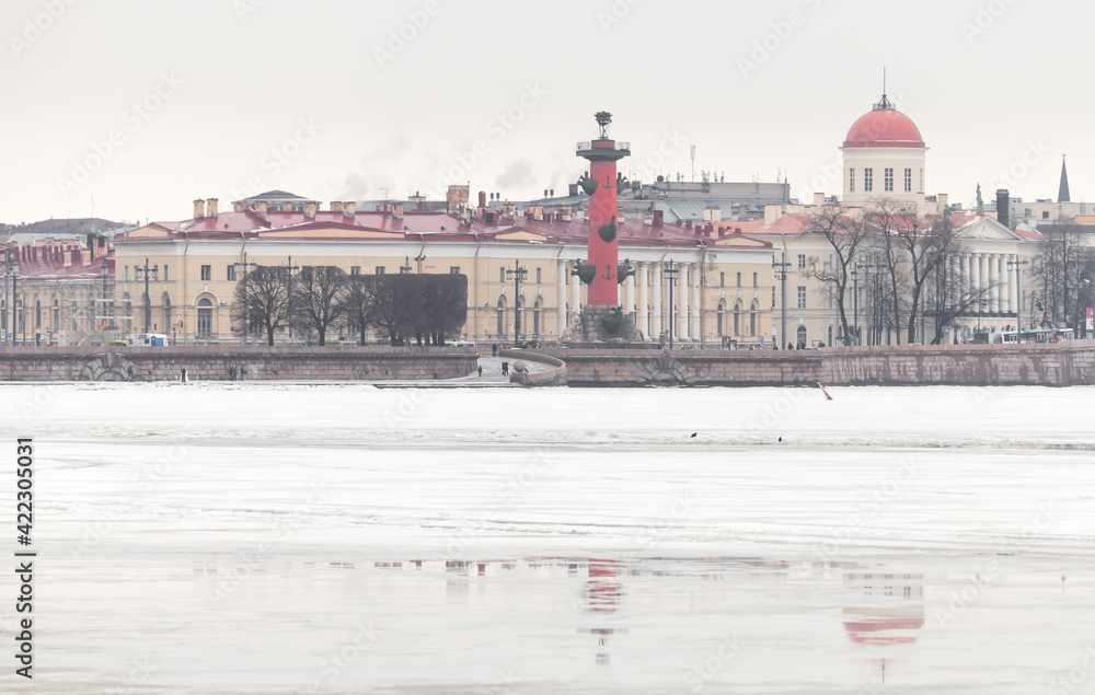 Obraz premium St.Petersburg, cityscape with Rostral column